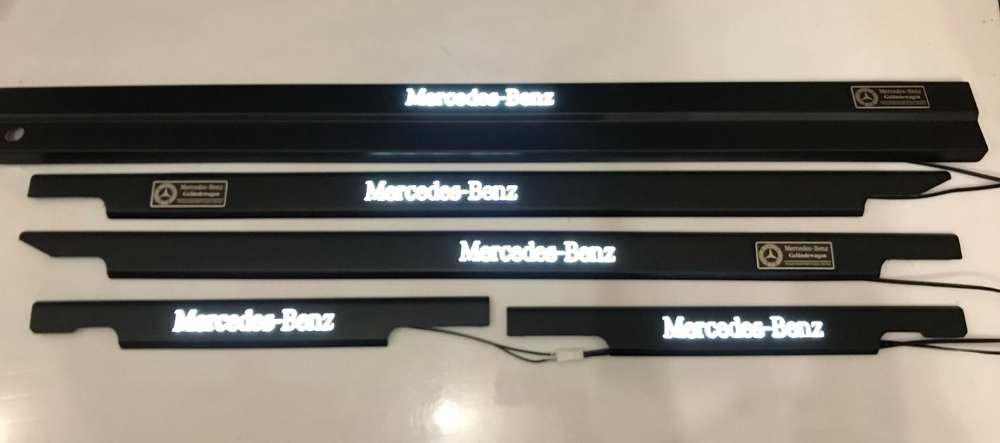 Mercedes-Benz W463 G-Class Matte Black Stainless Steel LED Door Sills Set 5 pcs