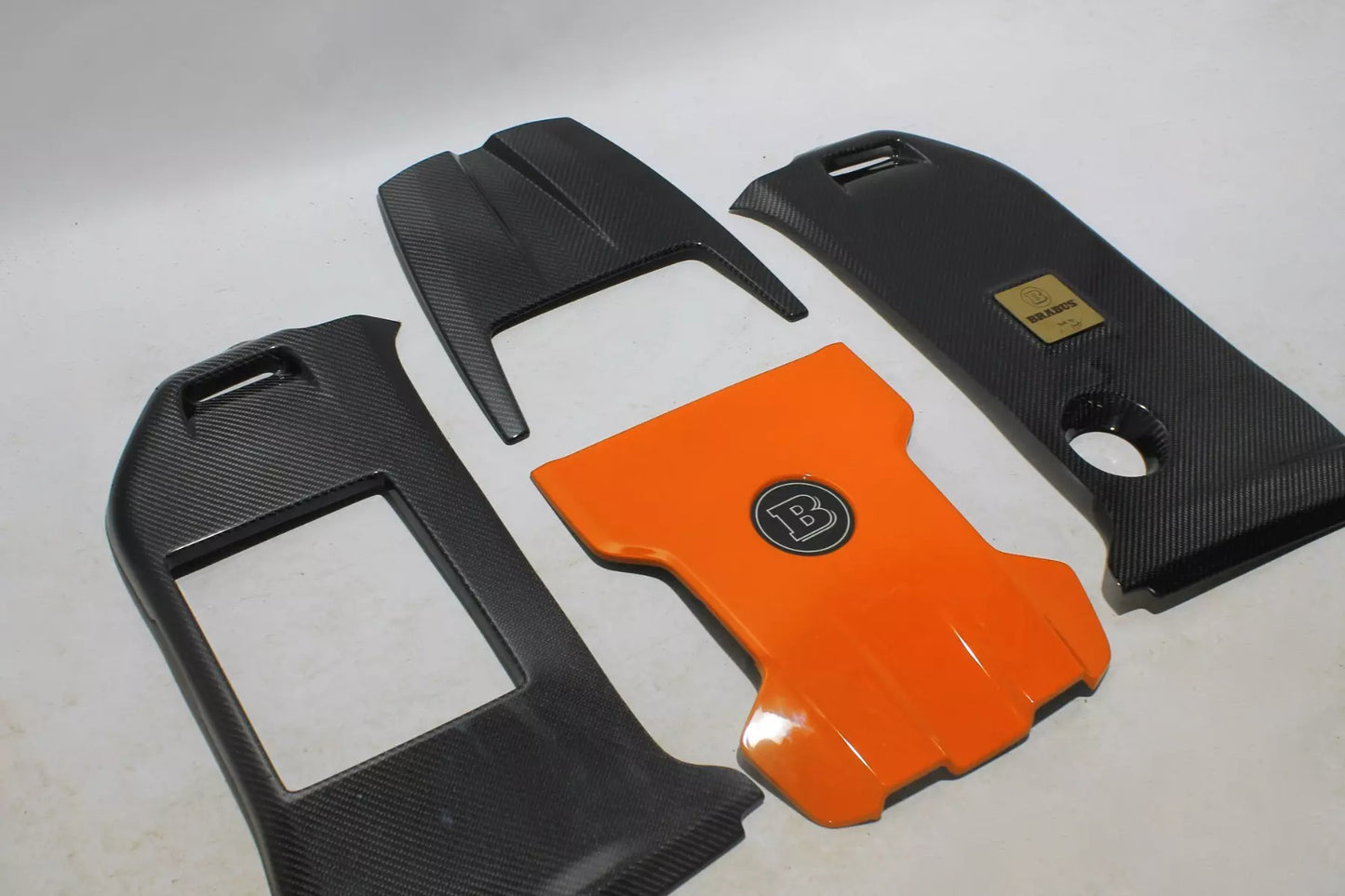 Brabus 700 Style Carbon Fiber Engine Cover Set Orange for Mercedes-Benz G-Class W463A G63 AMG