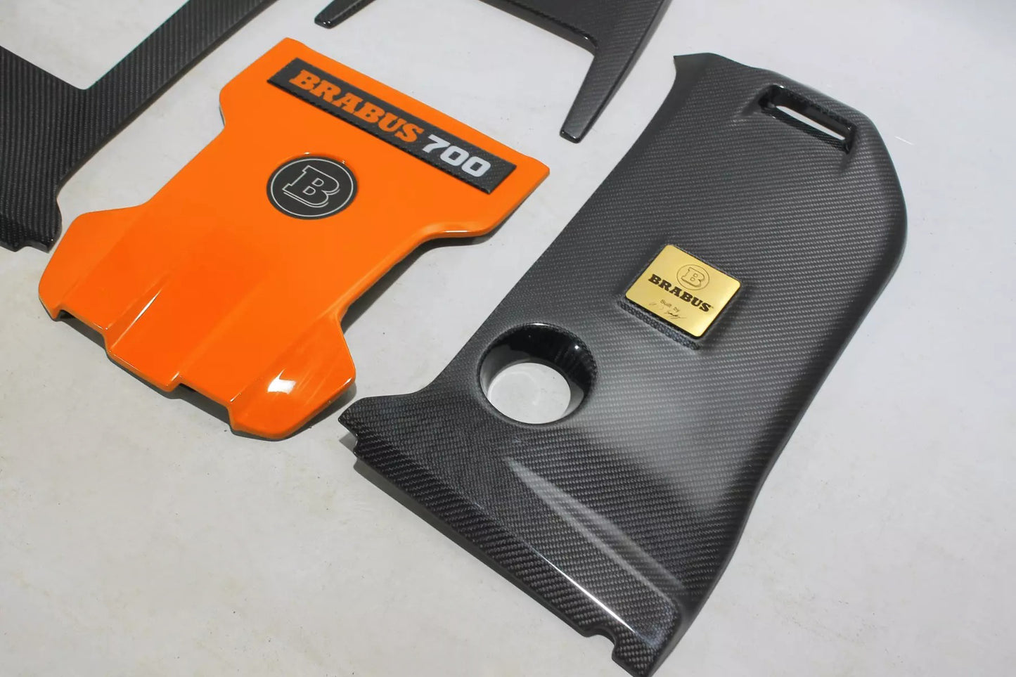 Brabus 700 Style Carbon Fiber Engine Cover Set Orange for Mercedes-Benz G-Class W463A G63 AMG