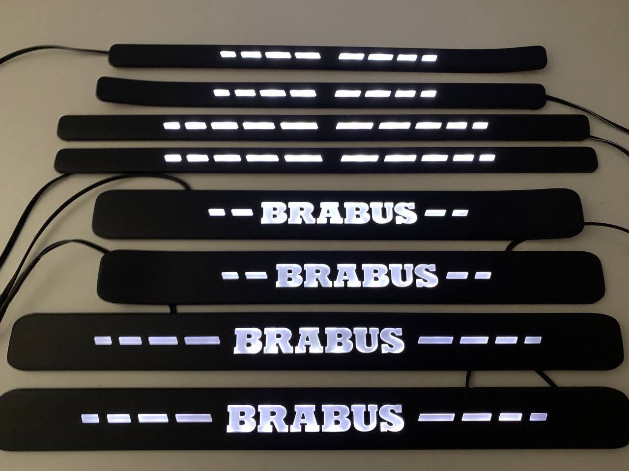 W223 Scuff Plates Brabus Style LED Matte Black Door Sills for S-Class
