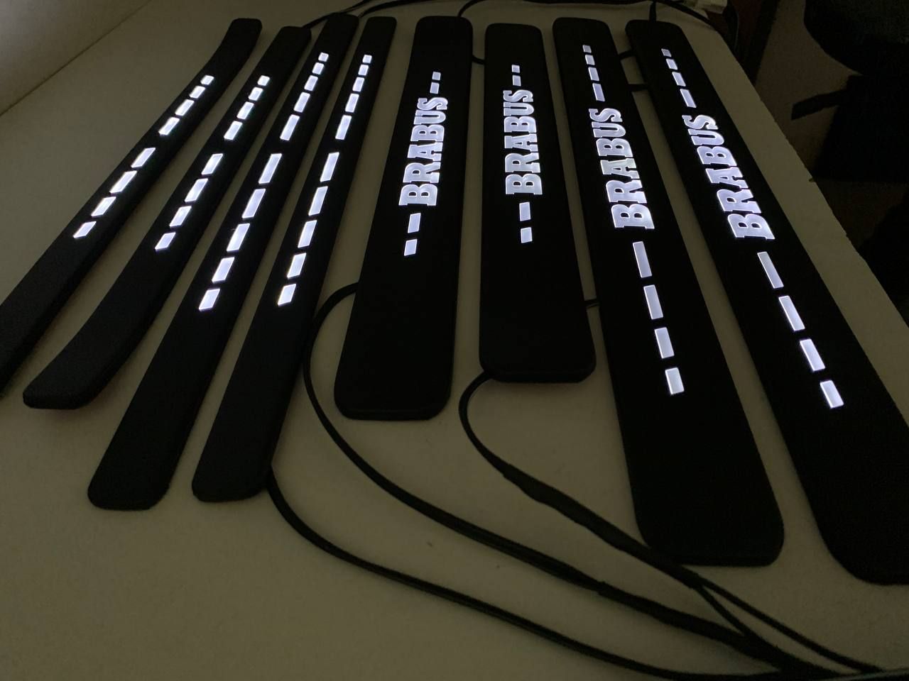 W223 Scuff Plates Brabus Style LED Matte Black Door Sills for S-Class