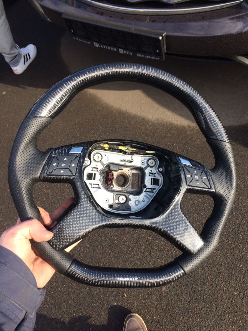 Mercedes-Benz E G GL ML-Class W166 X166 W463 Steering Wheel Carbon Leather Mansory Logo