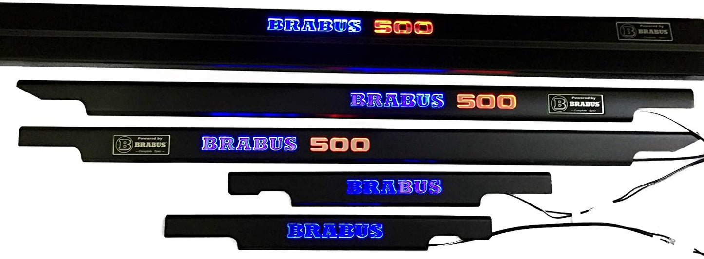 Mercedes-Benz W463 G-Class Brabus 500 Style Matte Black Stainless Steel LED Door Sills Set 5 pcs