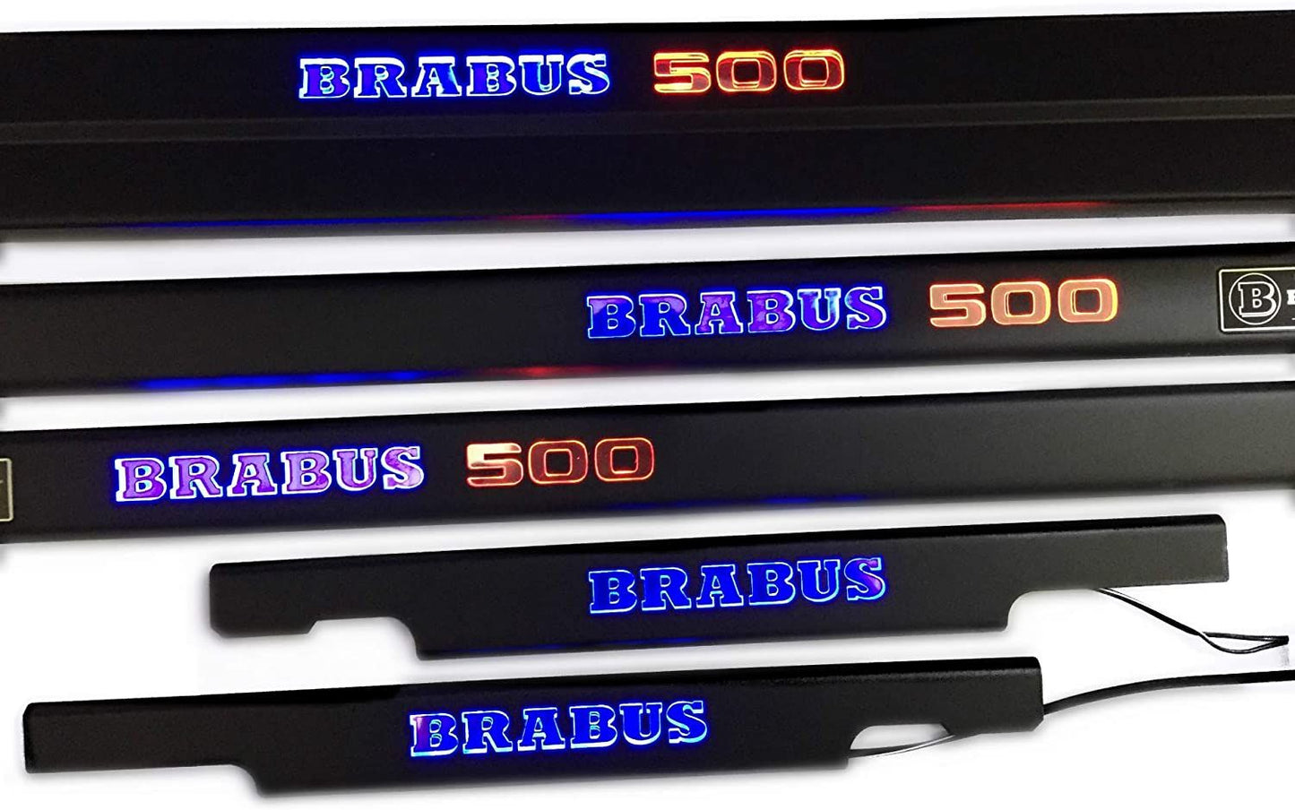 Mercedes-Benz W463 G-Class Brabus 500 Style Matte Black Stainless Steel LED Door Sills Set 5 pcs