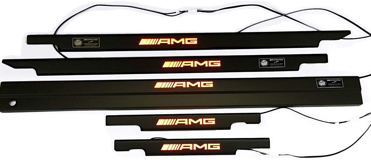 Mercedes-Benz W463 G-Class AMG Style Matte Black Stainless Steel LED Door Sills Set 5 pcs