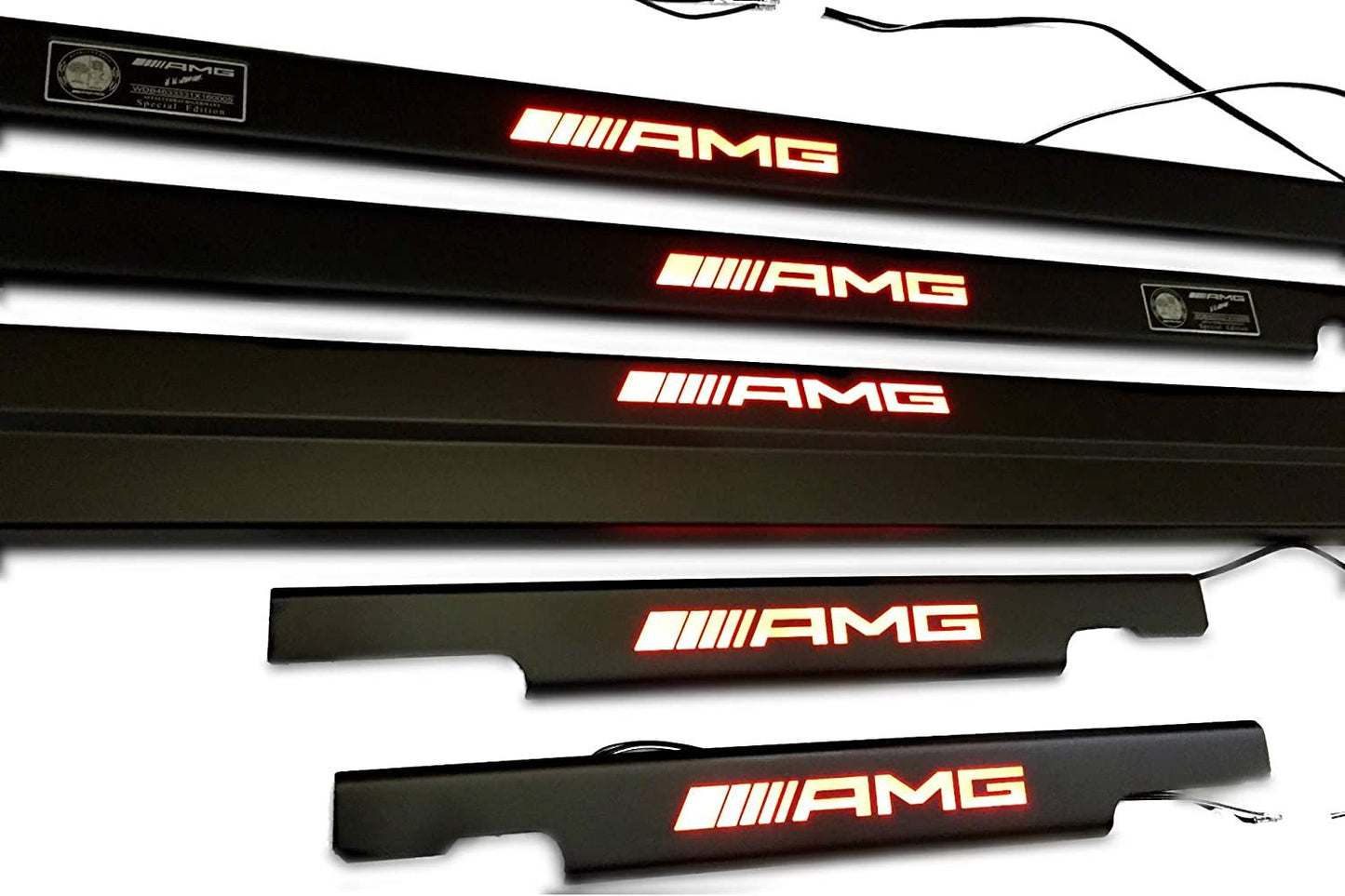 Mercedes-Benz W463 G-Class AMG Style Matte Black Stainless Steel LED Door Sills Set 5 pcs