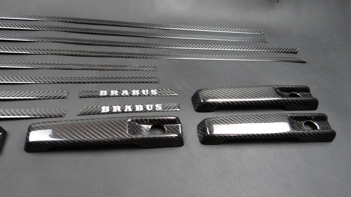 Mercedes-Benz W463 G-Wagon Carbon Fiber Side Molding Inserts + Exterior Door Handle Covers Set
