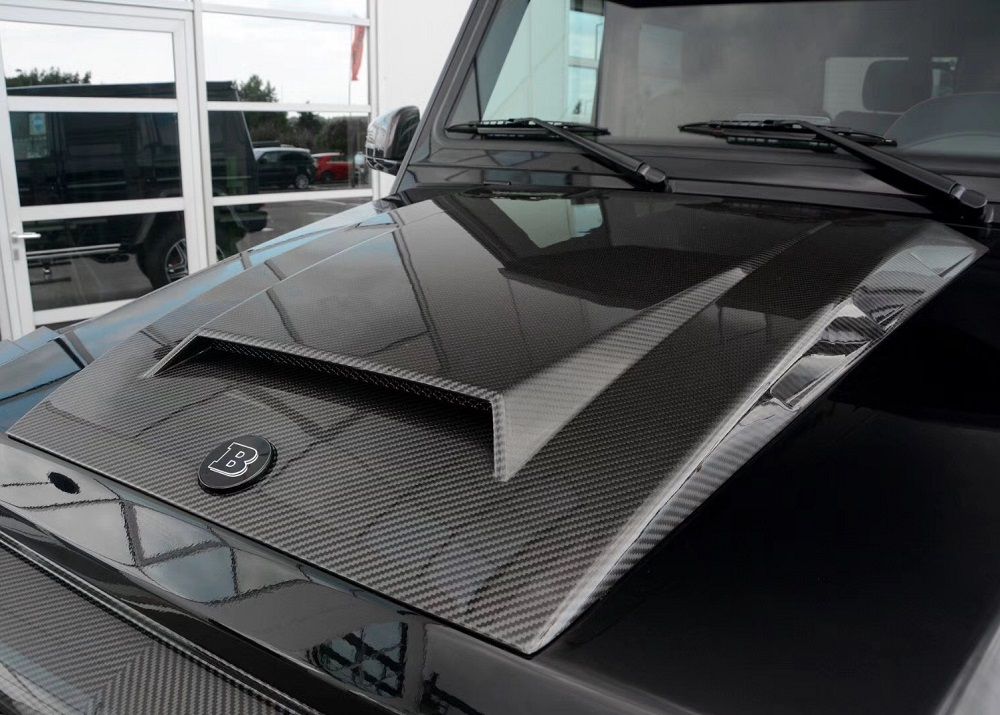 Mercedes-Benz W463 G-Wagon Carbon Fiber Hood Cover Bonnet Scoop + Badge