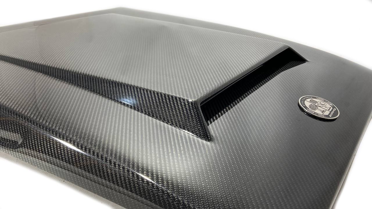 Mercedes-Benz W463 G-Wagon Carbon Fiber Hood Cover Bonnet Scoop + Badge