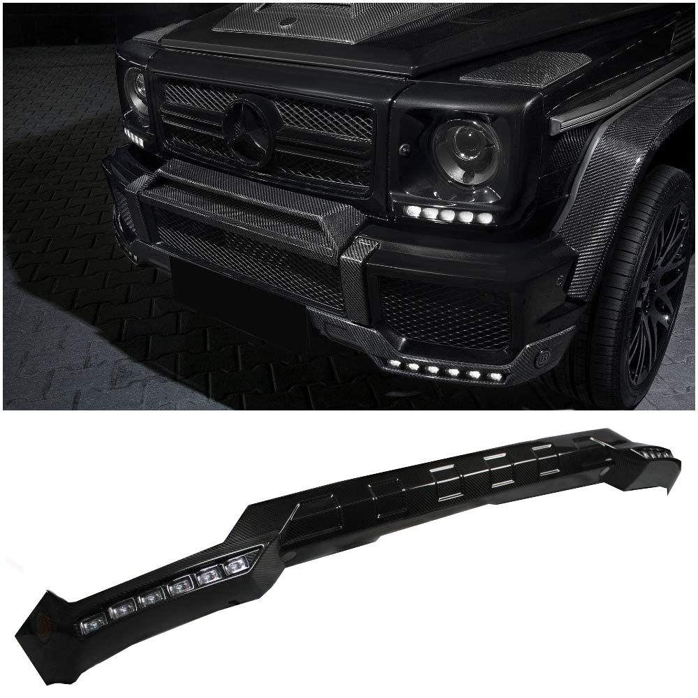 Mercedes-Benz G-Wagon W463 Brabus Style Carbon Fiber Front Bumper LED Lip Spoiler