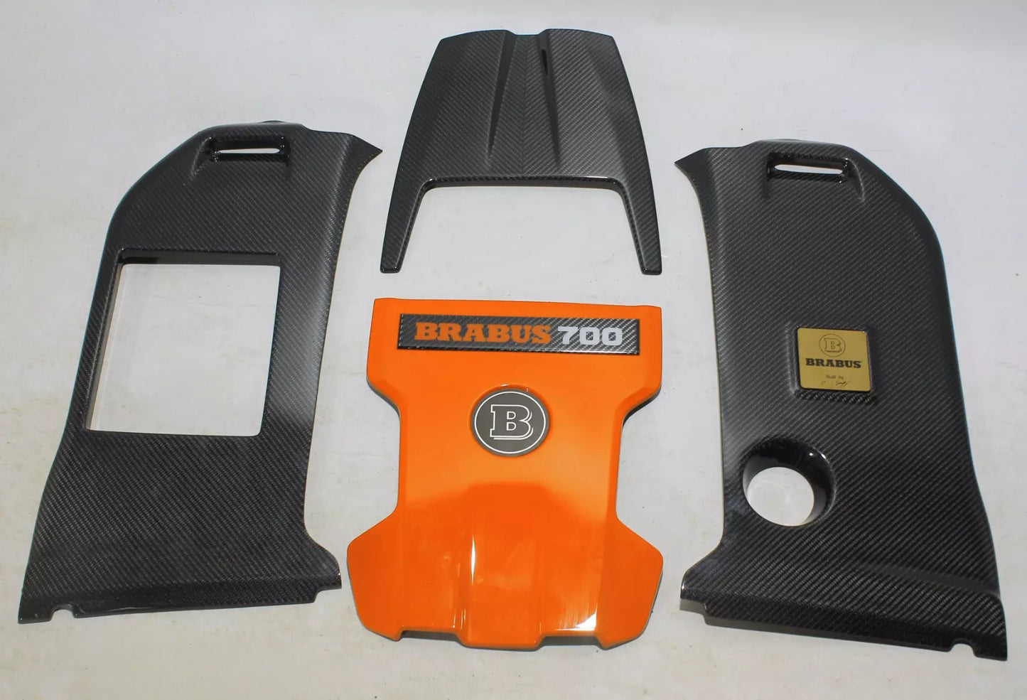 Brabus 700 Style Carbon Fiber Engine Cover Set Orange for Mercedes-Benz G-Class W463A G63 AMG