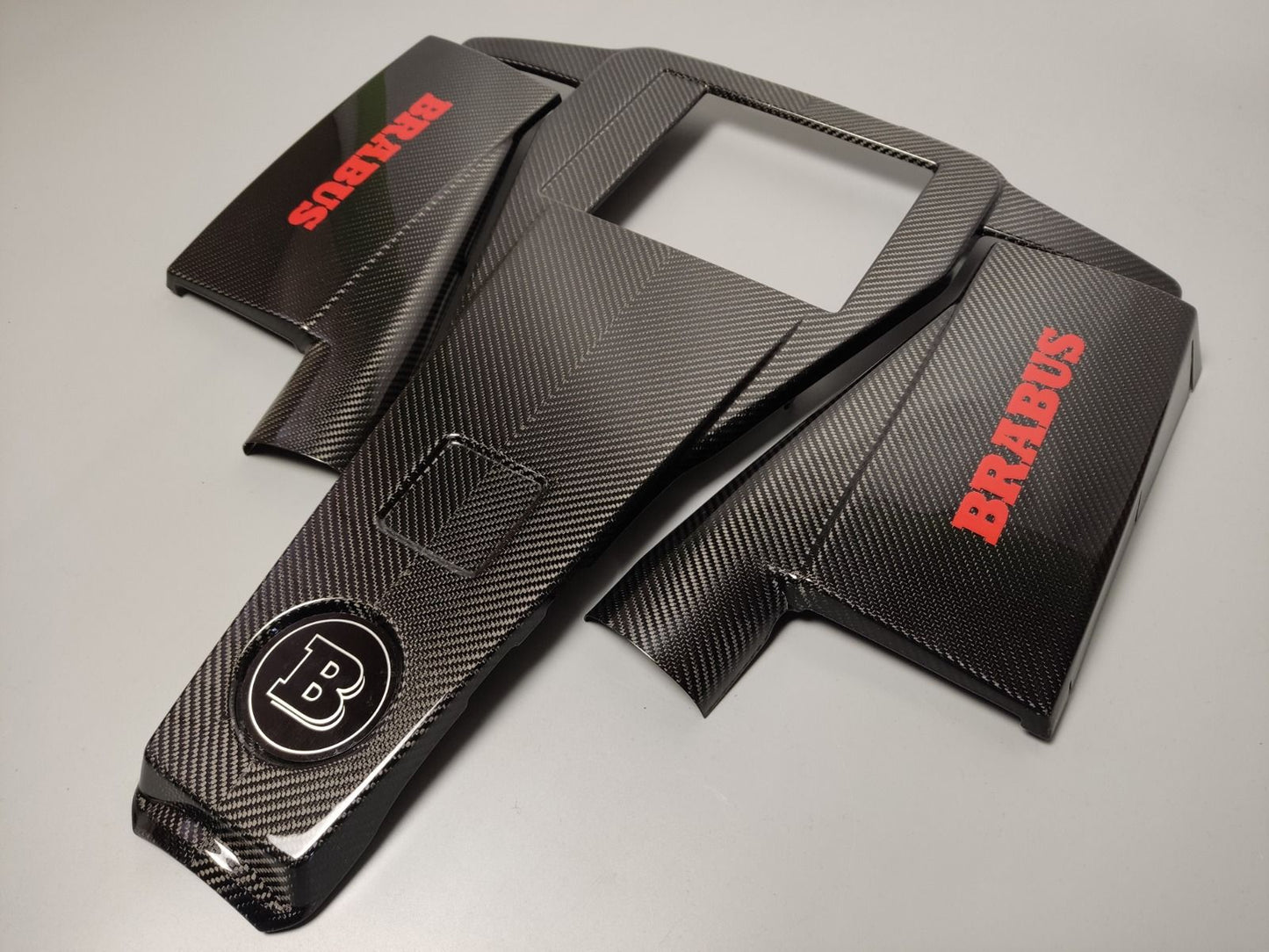 Mercedes-Benz W463 G63 G-Class Red Brabus Style Logo Carbon Fiber Engine Cover Set
