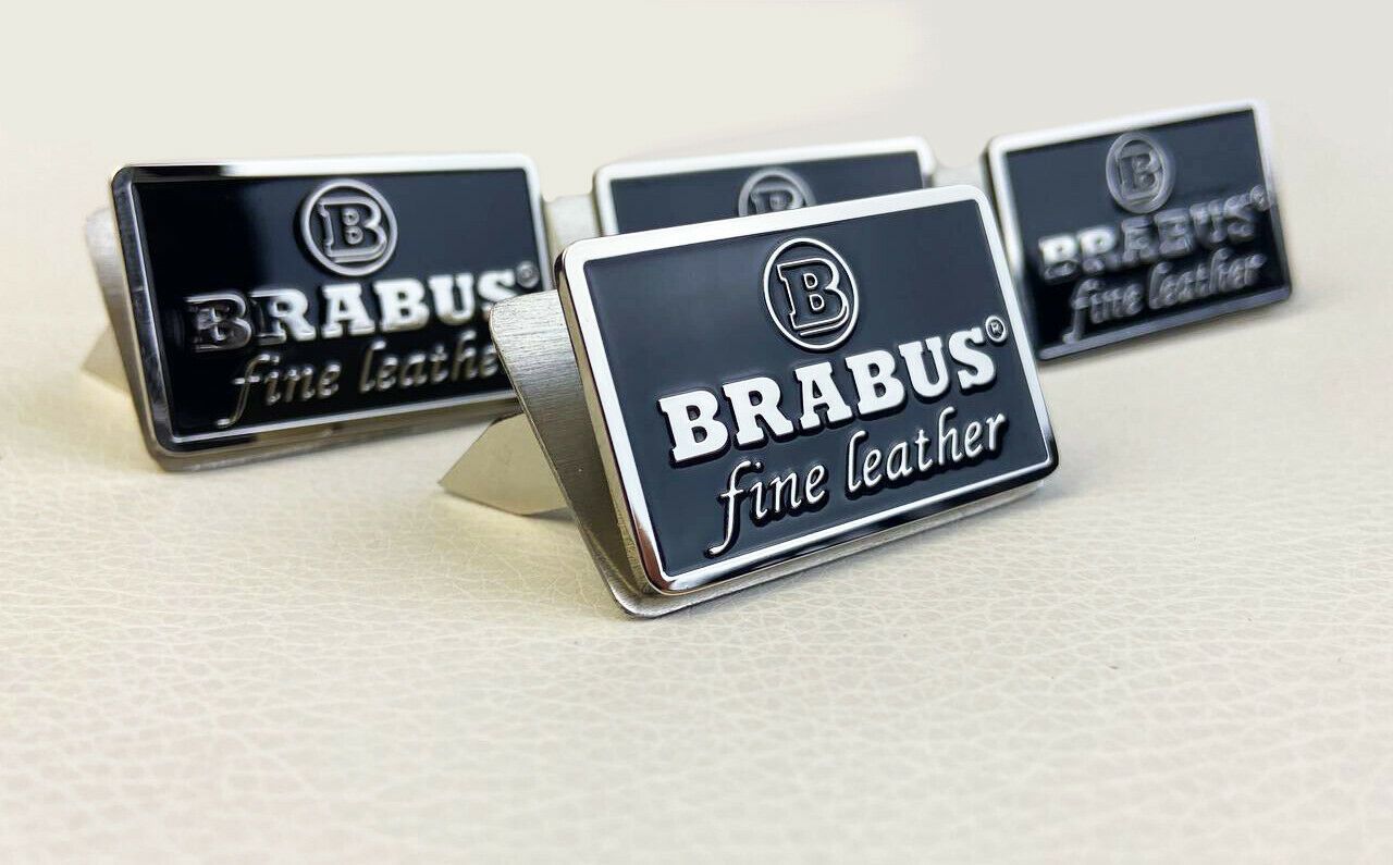 Mercedes Fine Leather Brabus Style Black Metal Seat Emblems Badges Logos Set
