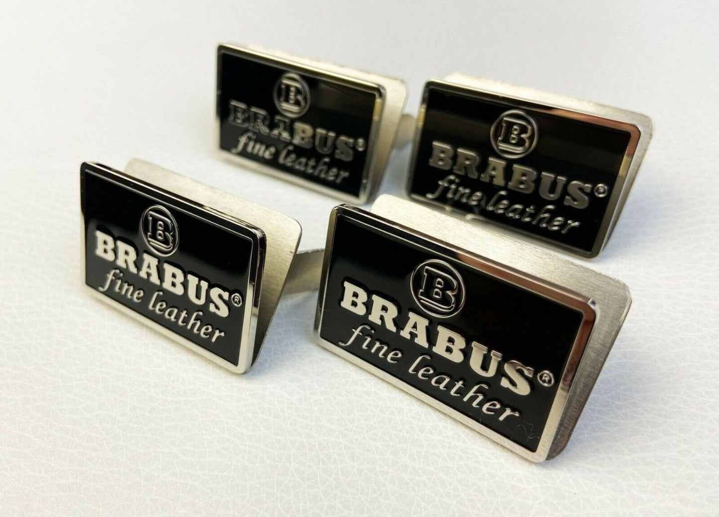 Mercedes Fine Leather Brabus Style Black Metal Seat Emblems Badges Logos Set