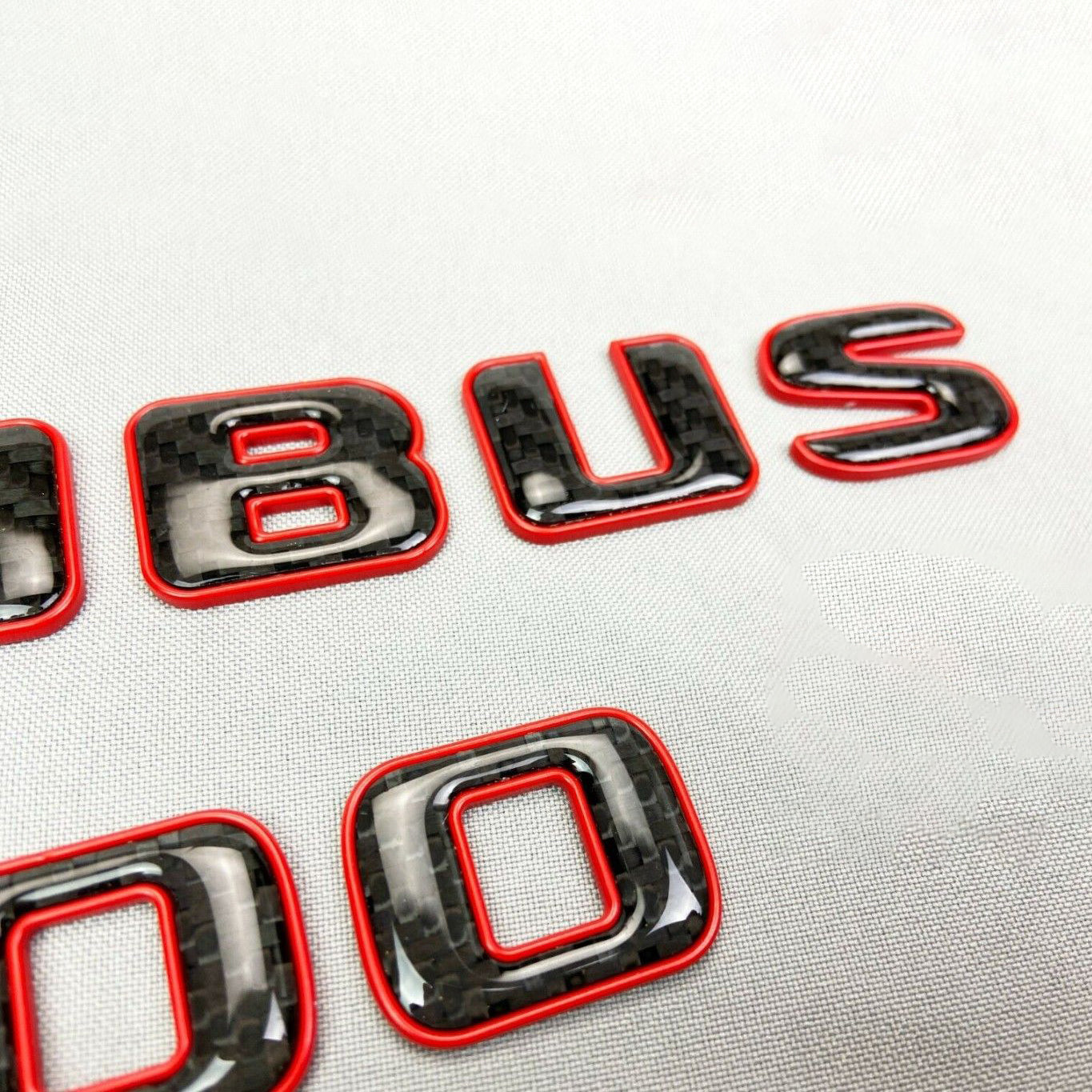 Mercedes S E C G GT Brabus 700 Style Black Red Carbon + Metal Emblem Badge Set