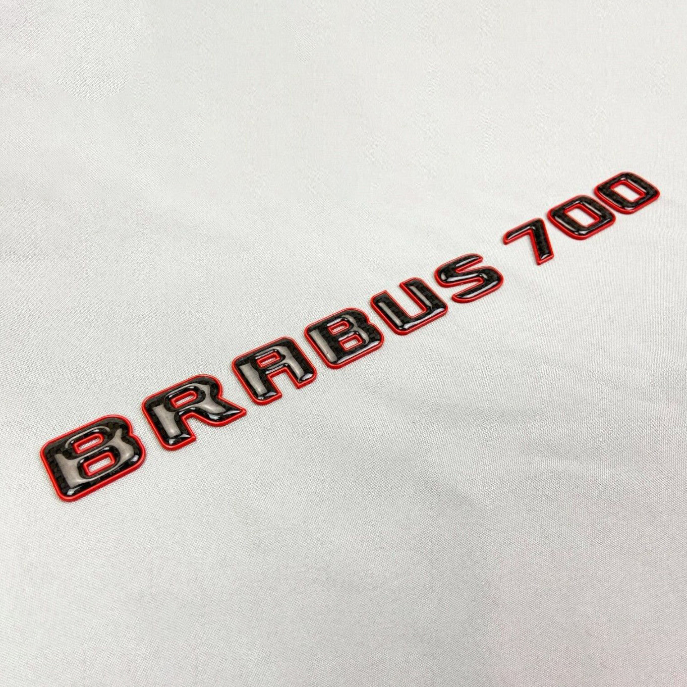 Mercedes S E C G GT Brabus 700 Style Black Red Carbon + Metal Emblem Badge Set