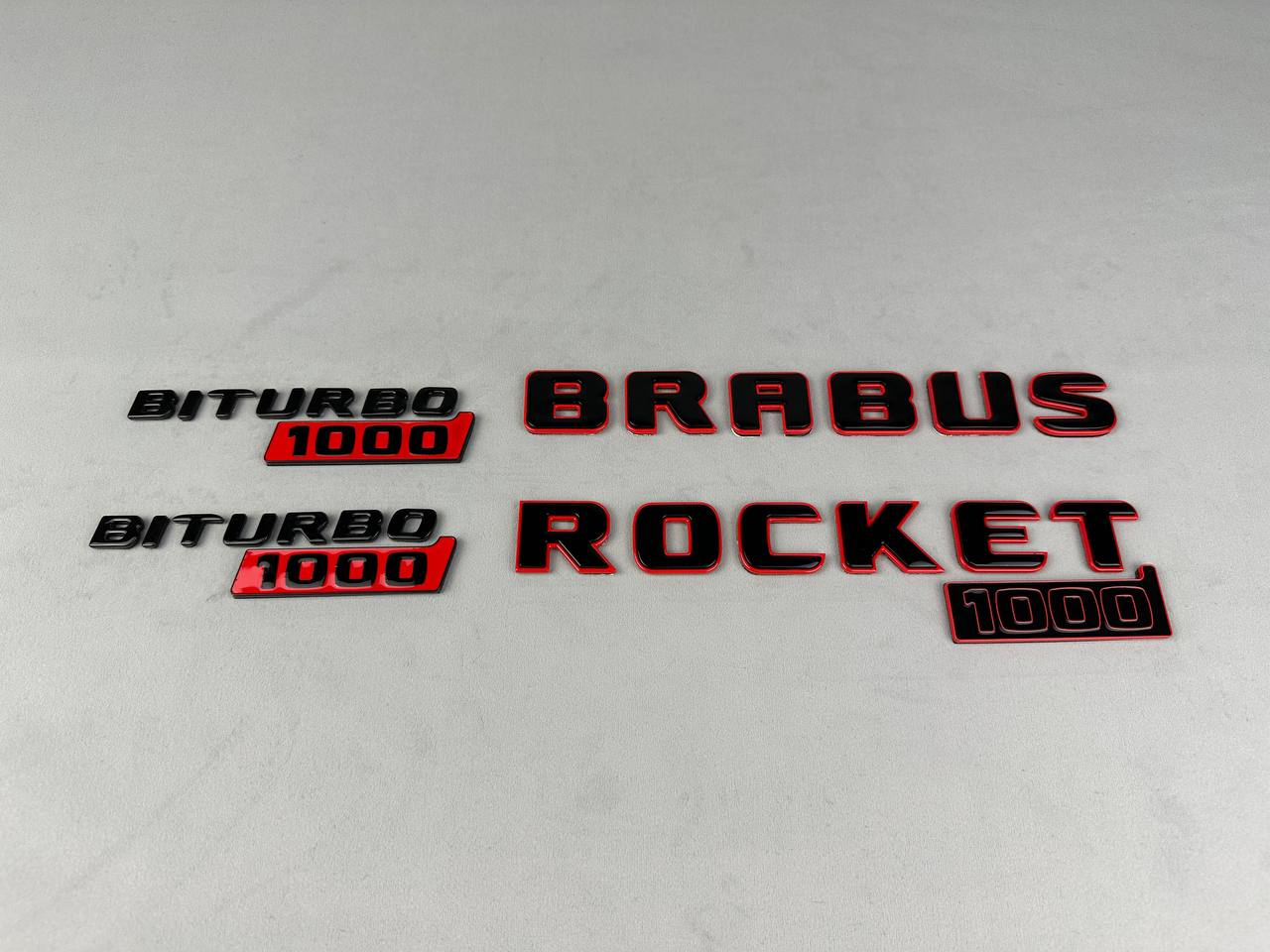 BRABUS Style Rocket 1000 “1 of 25” Rear and Fender Emblems Black with Red Badges Biturbo 1000 for Mercedes-Benz GT 2024