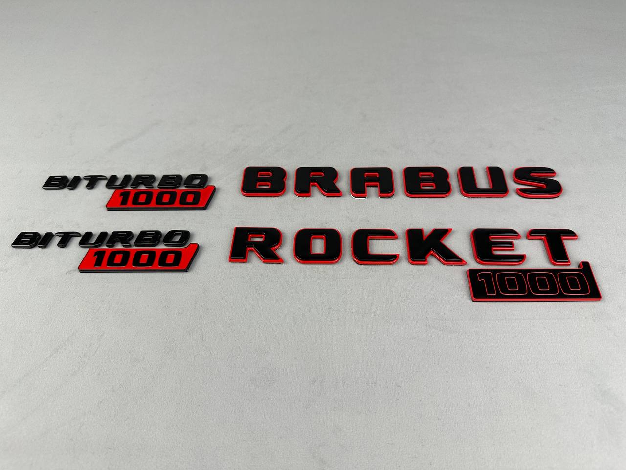 BRABUS Style Rocket 1000 “1 of 25” Rear and Fender Emblems Black with Red Badges Biturbo 1000 for Mercedes-Benz GT 2024