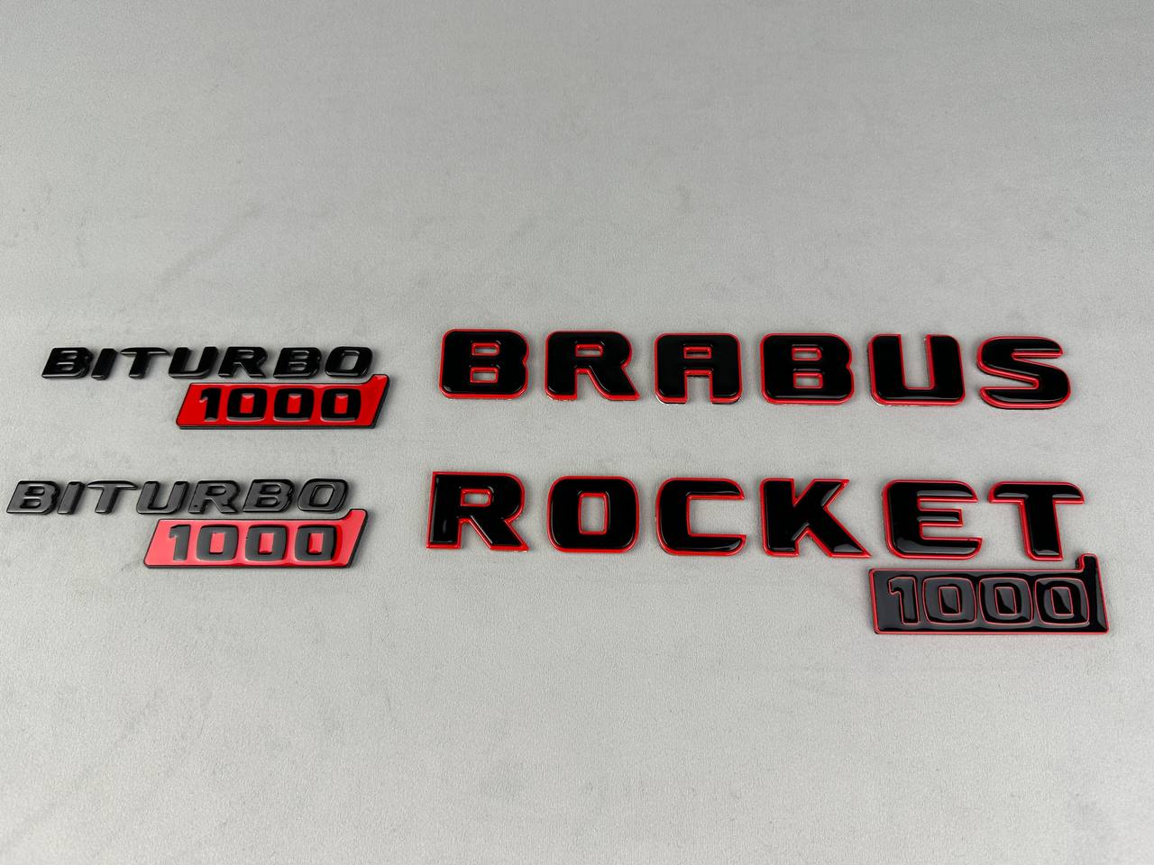 BRABUS Style Rocket 1000 “1 of 25” Rear and Fender Emblems Black with Red Badges Biturbo 1000 for Mercedes-Benz GT 2024