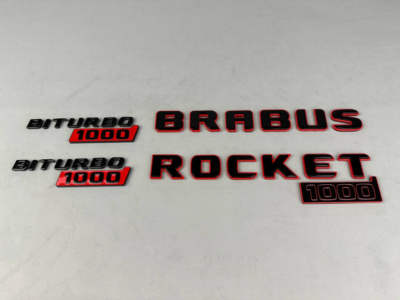 BRABUS Style Rocket 1000 “1 of 25” Rear and Fender Emblems Black with Red Badges Biturbo 1000 for Mercedes-Benz GT 2024
