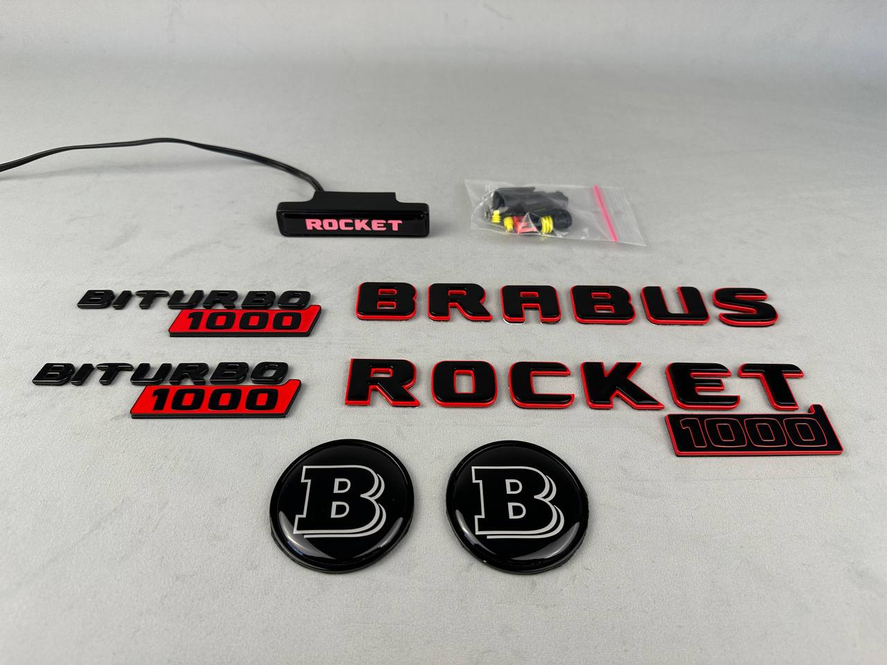 BRABUS Style Rocket 1000 “1 of 25” Badges Set Black with Red Emblems for Mercedes-Benz GT 2024