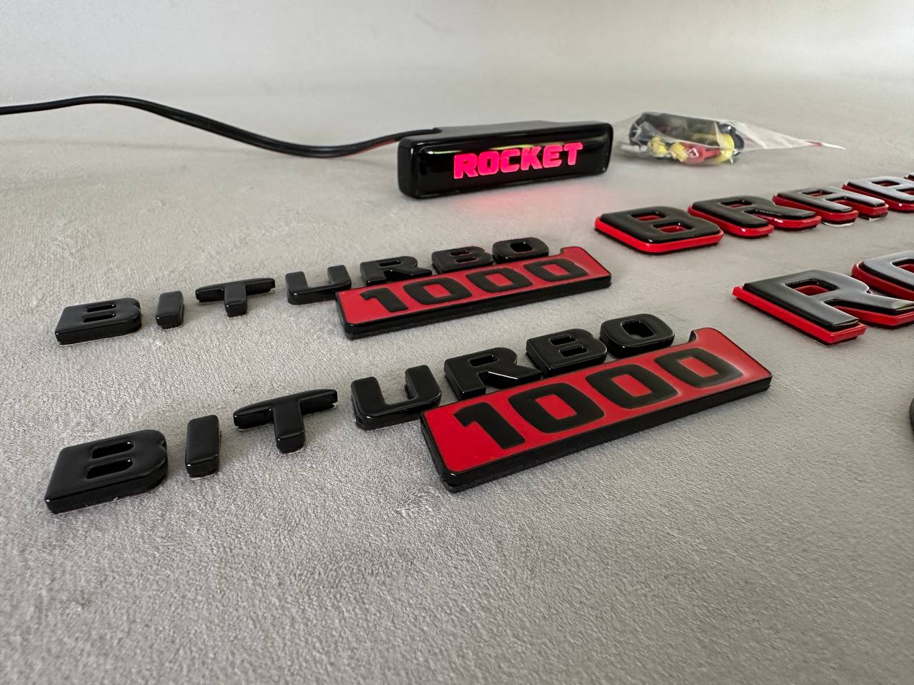 BRABUS Style Rocket 1000 “1 of 25” Badges Set Black with Red Emblems for Mercedes-Benz GT 2024