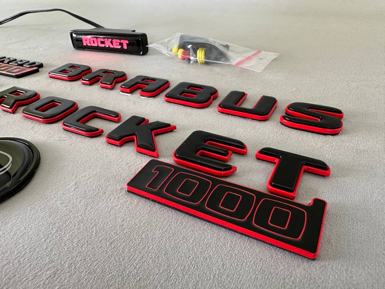 BRABUS Style Rocket 1000 “1 of 25” Badges Set Black with Red Emblems for Mercedes-Benz GT 2024