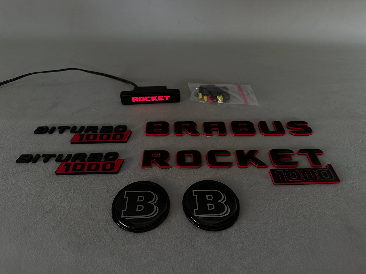 BRABUS Style Rocket 1000 “1 of 25” Badges Set Black with Red Emblems for Mercedes-Benz GT 2024