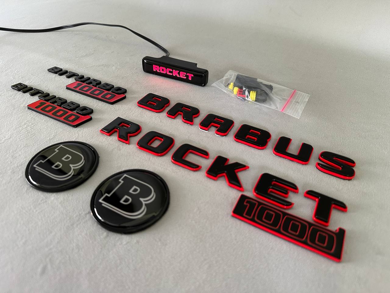 BRABUS Style Rocket 1000 “1 of 25” Badges Set Black with Red Emblems for Mercedes-Benz GT 2024