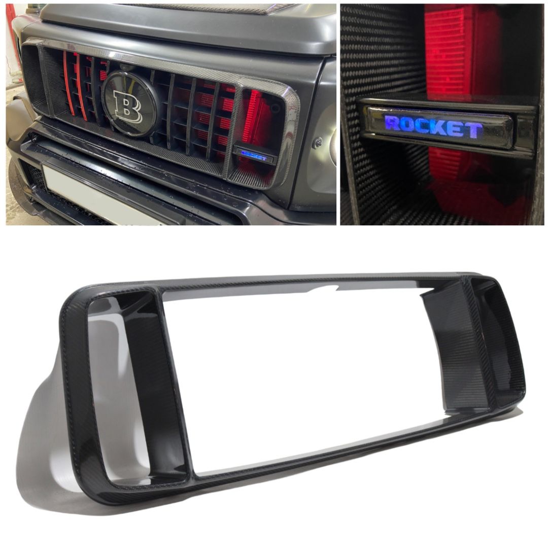 Carbon Fiber Brabus Style Rocket G900 Grill Frame LED for Mercedes-Benz W463a W464