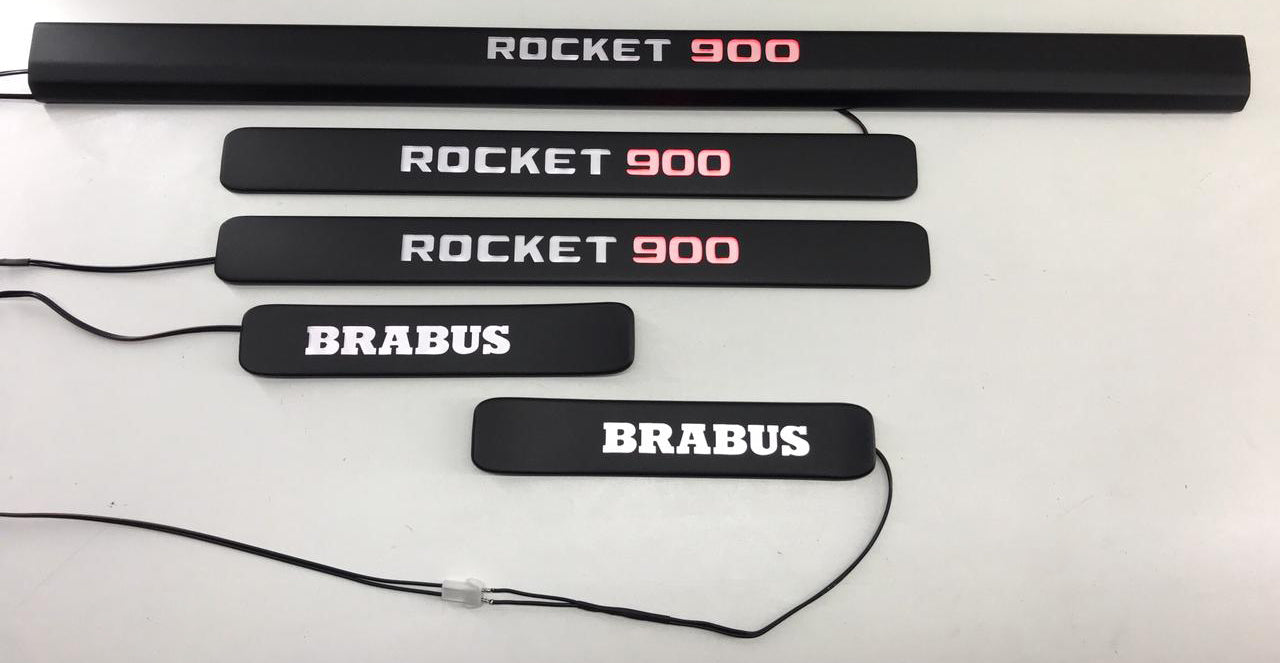 Mercedes-Benz W463A W464 G-Class Brabus Style Rocket 900 Matte Black Door Sills LED