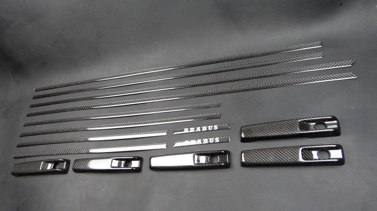 Mercedes-Benz W463 G-Wagon Carbon Fiber Side Molding Inserts + Exterior Door Handle Covers Set