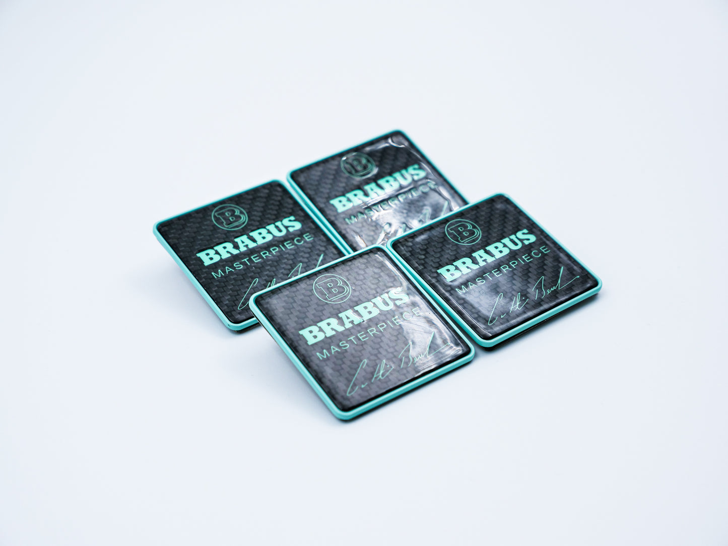 Brabus Style Carbon Tiffany Blue Masterpiece Floor Mat Metal Emblems for W463A G-Class
