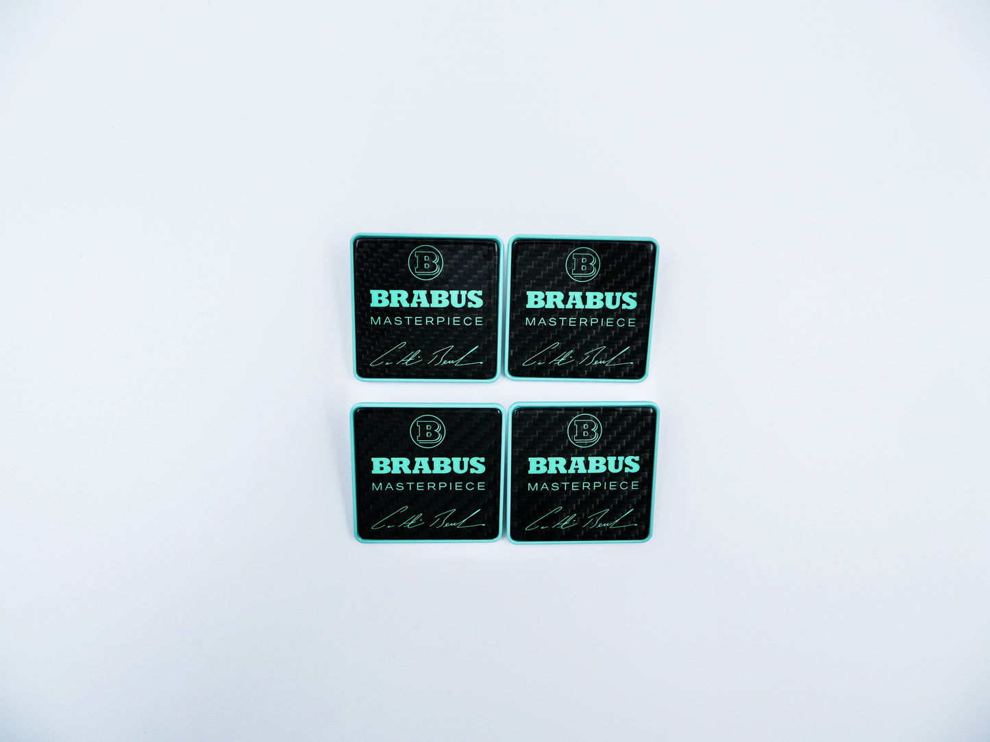 Brabus Style Carbon Tiffany Blue Masterpiece Floor Mat Metal Emblems for W463A G-Class
