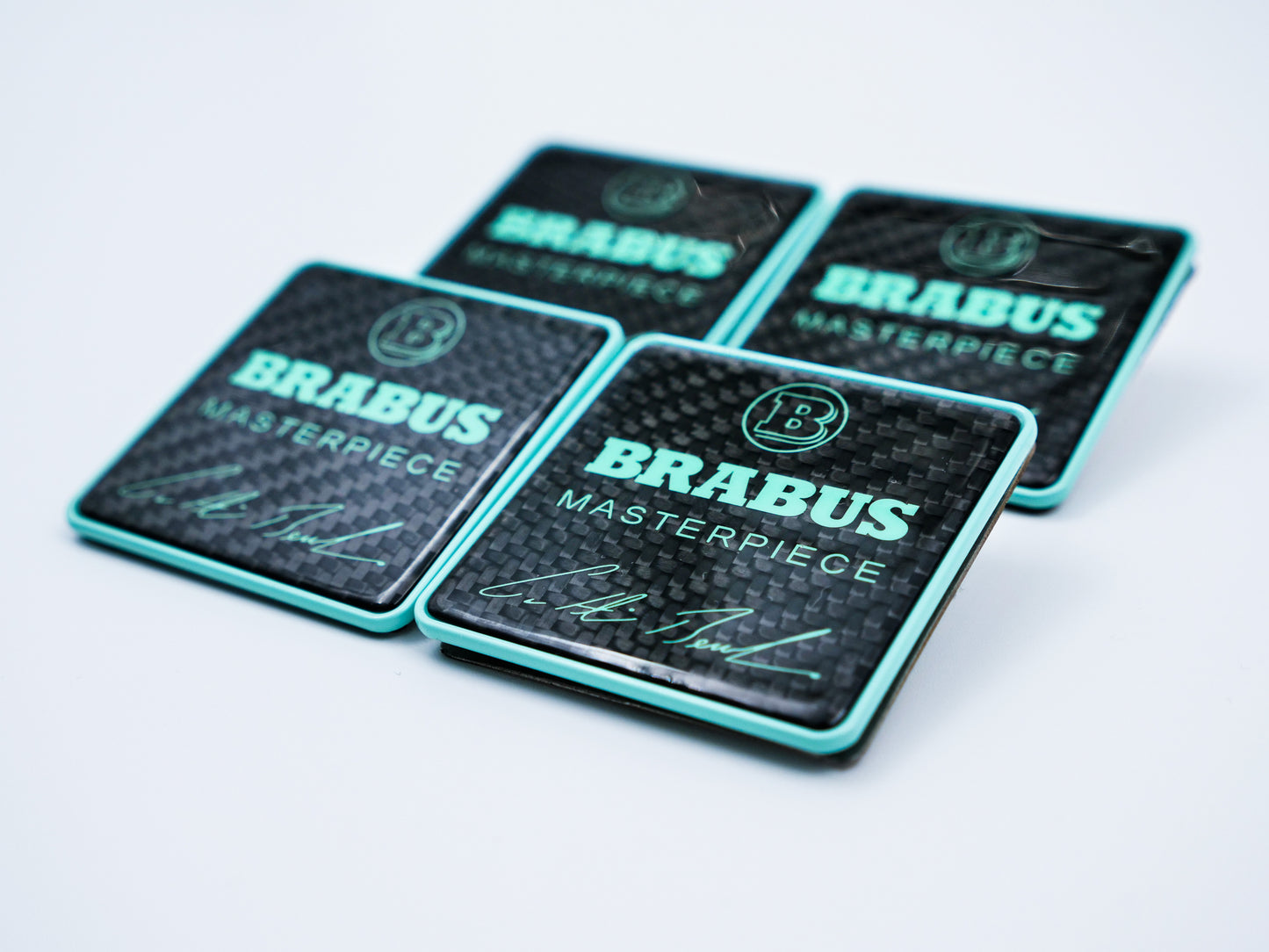 Brabus Style Carbon Tiffany Blue Masterpiece Floor Mat Metal Emblems for W463A G-Class