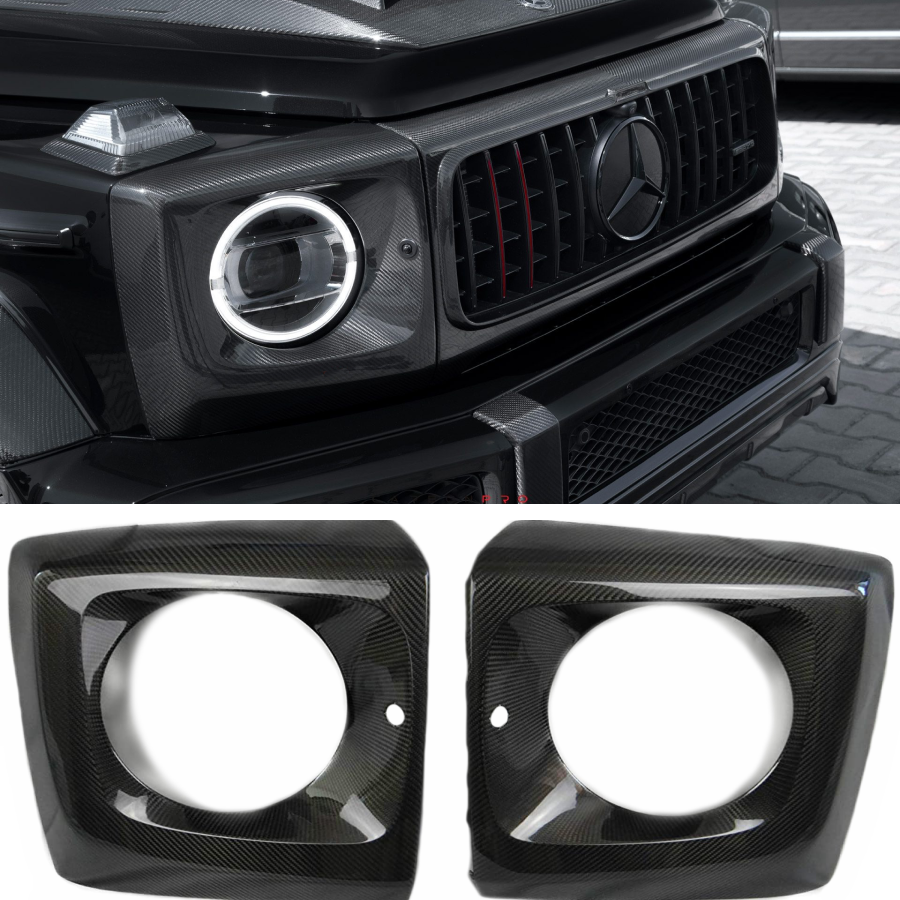 Carbon Fiber Front Headlight Covers for Mercedes-Benz W463A G-Class
