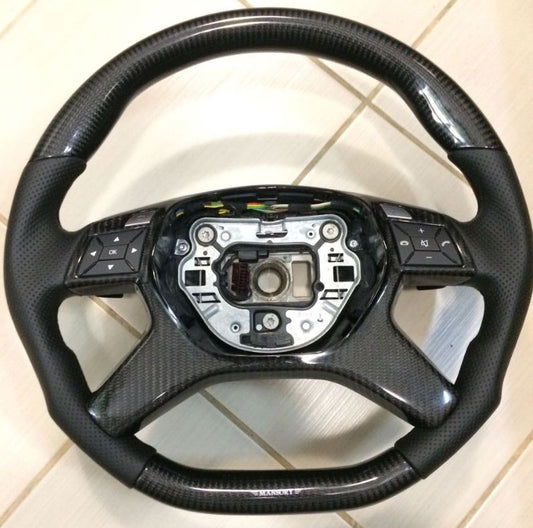 Mercedes-Benz E G GL ML-Class W166 X166 W463 Steering Wheel Carbon Leather Mansory Logo