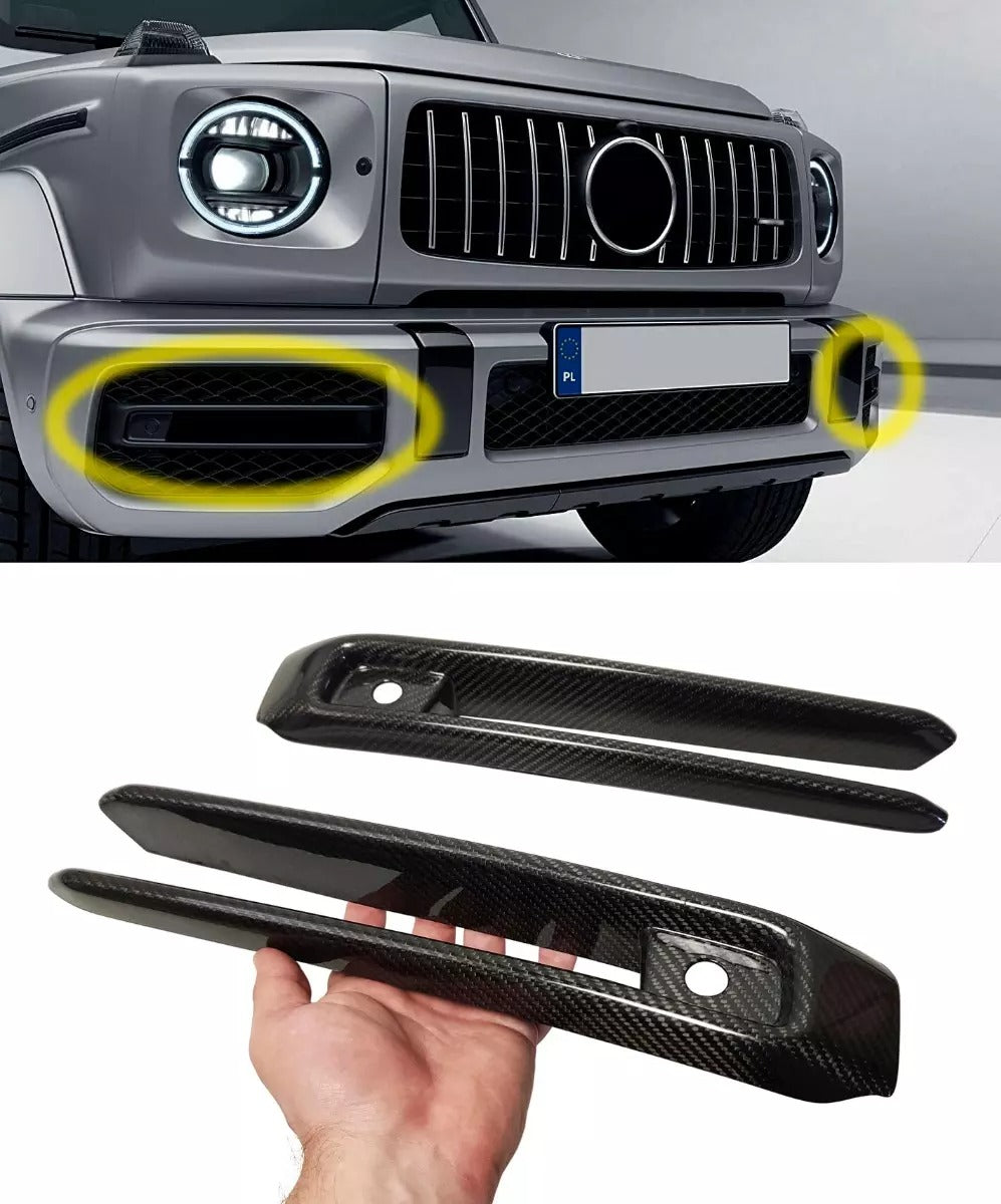 Carbon Fiber Front AMG Style Bumper Trim Inserts for Mercedes-Benz G-Class W463A