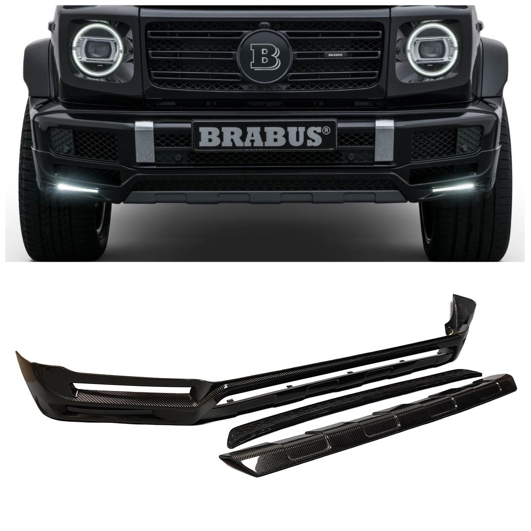 Mercedes-Benz W463A G-Class G500 Brabus Style Carbon Fiber Front Lip Spoiler with LED