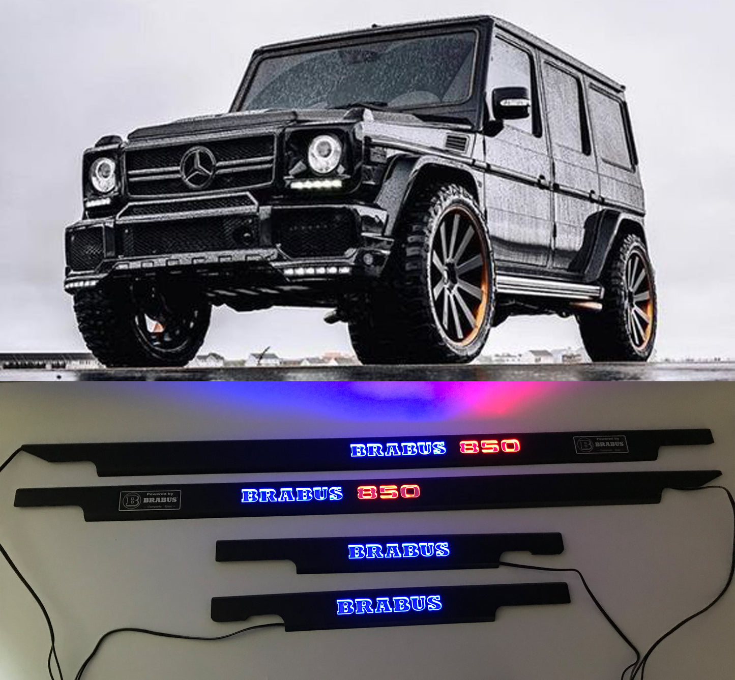 Mercedes-Benz W463 G-Class Brabus 850 Style Matte Black LED Door Sills Set 4 pcs