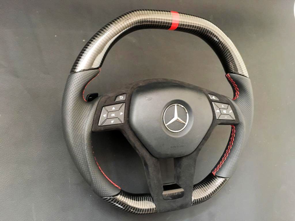 Mercedes-Benz W204 W207 W212 C E AMG W218 W172 SLK SL Steering Wheel Carbon Leather