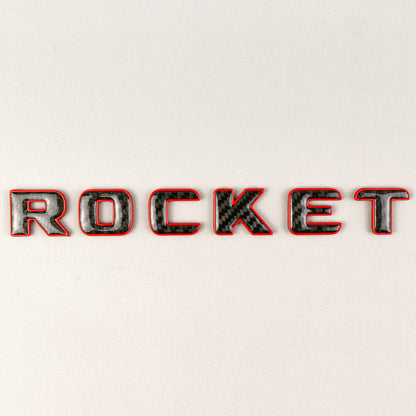 Brabus Style Rocket Rear Emblem Black Carbon with Red Metal Badge for Mercedes-Benz Cars