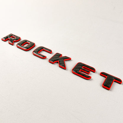 Brabus Style Rocket Rear Emblem Black Carbon with Red Metal Badge for Mercedes-Benz Cars