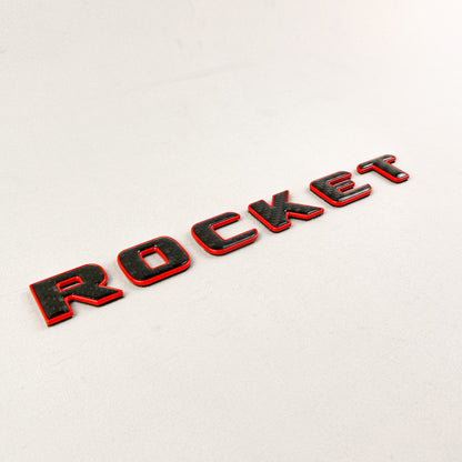 Brabus Style Rocket Rear Emblem Black Carbon with Red Metal Badge for Mercedes-Benz Cars
