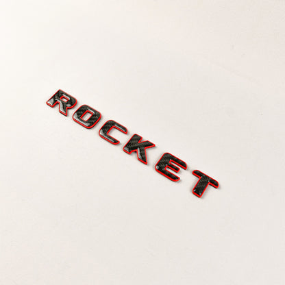Brabus Style Rocket Rear Emblem Black Carbon with Red Metal Badge for Mercedes-Benz Cars