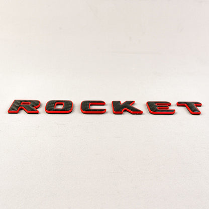 Brabus Style Rocket Rear Emblem Black Carbon with Red Metal Badge for Mercedes-Benz Cars