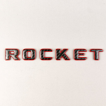 Brabus Style Rocket Rear Emblem Black Carbon with Red Metal Badge for Mercedes-Benz Cars