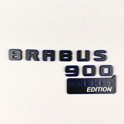 Brabus 900 Rocket Edition Rear Emblem Black with Blue Metal Badge for Mercedes-Benz Cars