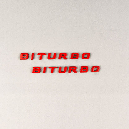 Mercedes S E C G GT Brabus Biturbo Red Metal Emblem Logo Badges Set