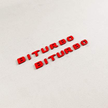 Mercedes S E C G GT Brabus Biturbo Red Metal Emblem Logo Badges Set